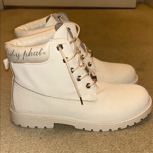 Baby Phat White Lace-Up Boots NWOT